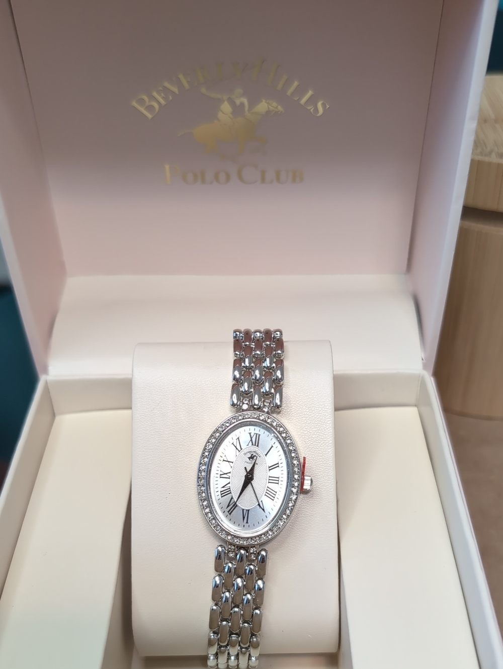 Beverly Hills Polo Club Silver Oval Crystal Bracelet Watch